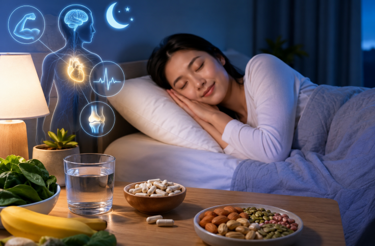 Bổ sung đủ magie từ thực phẩm hoặc theo chỉ định của bác sĩ có thể góp phần hỗ trợ giấc ngủ và sức khỏe tổng thể.